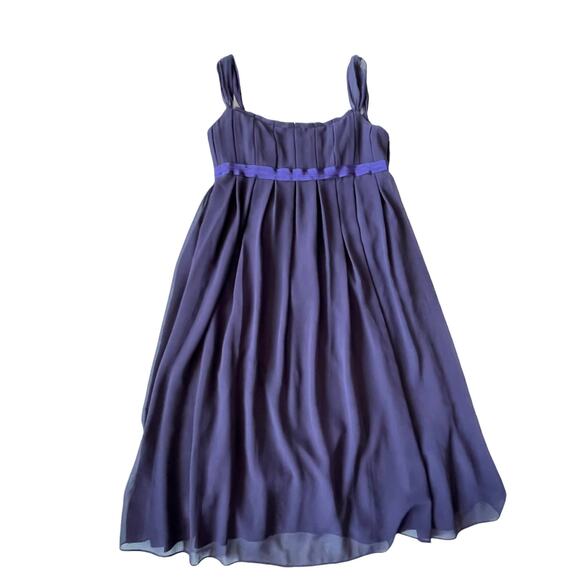 Vera Wang Maids Babydoll Dress Chiffon Pleated Regency Deep Purple 8 EUC - Picture 1 of 14